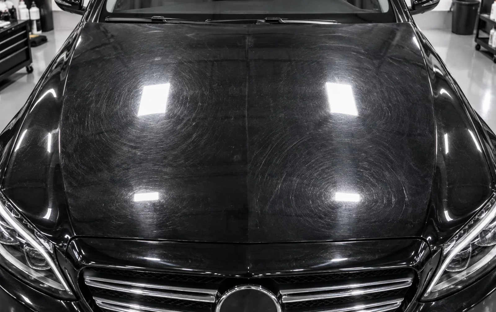 Paint before correction showing swirl marks