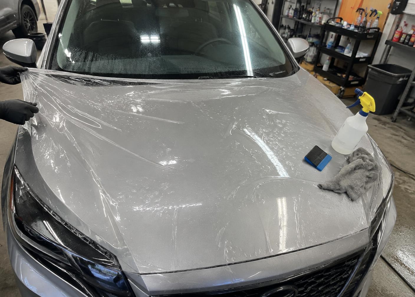 Film positioned with slip solution
