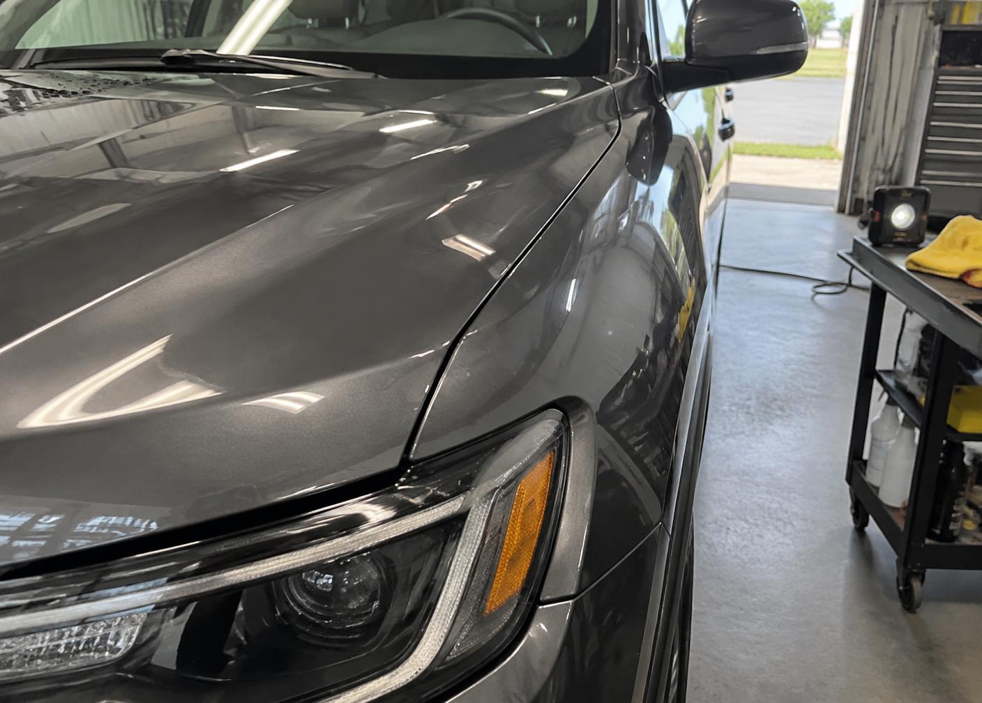 Near-invisible finished paint protection film edge